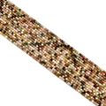 Multi-colored 2.5mm square sugar-cube natural stone beads on a diagonal strand - Alashan Agate