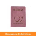 Faux leather passport holder in macaron pink with gold stamped heart and airplane pattern - Macaron Pink