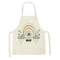 Beige linen sleeveless apron featuring cartoon rainbow clouds and Lovely Day print - 47x38cm(Kids) / W-1377 Lovely Day
