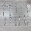 Set di 10 fiocchi di neve e ghiaccioli natalizi in acrilico trasparente con nastri bianchi - Set di pendenti in stile fiocco di neve e ghiacciolo / Trasparente