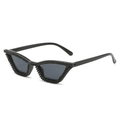 Classic cat eye sunglasses in black with hand-set rhinestones on the frame edges - Black Frame Black Rhinestones