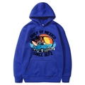 Royal blue Gulf of Mexico beach graphic hoodie featuring a vintage truck and palm trees - Sapphire Blue