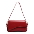 Borsa bordeaux minimalista sottobraccio in pelle liscia con finiture in metallo oro - Rosso