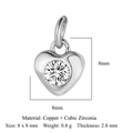 Silver-finished copper heart pendant with a sparkling round cubic zirconia inlay - Silver Heart