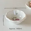 Ceramic cherry pattern bowl with wavy edges, 21.8cm diameter, 1400ml capacity cream finish - 8.5 Inch Soup Bowl