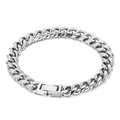 Pulsera de cadena cubana plateada de acero inoxidable con cierre rectangular hombre - Pulsera(KB154574-Z) / Color Acero
