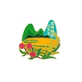 Enamel magnetic souvenir featuring Guilin Longji Rice Terraces and scenic mountain peaks - Longji Rice Terraces