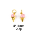 Pink enamel ice cream cone pendant charm in gold metal finish for DIY jewelry - No.1 Pink Cone