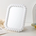 Espejo de maquillaje minimalista con marco de cuerda blanca y ángulo ajustable - Cuadrado / Blanco