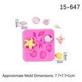 Pink silicone mold with seashell and starfish shapes for DIY crafts and fondant baking - #3 Pink Shell Starfish