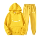 Yellow Dream Smile hoodie and jogger set with white face print in size M - S / Yellow
