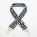 Tracolla larga regolabile in cotone con motivo geometrico etnico bianco e nero - Stile 146