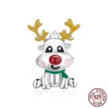 Christmas reindeer charm in 925 sterling silver with colorful enamel finish - Christmas Reindeer-Color Scarf