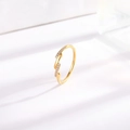 Elegant gold titanium steel ring with diagonal pavé zircon inlay on white background - US 5 / Diagonal Micro-Inlaid Zirconia Gold