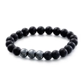 Men's neutral beaded bracelet with matte black onyx and grey hematite stones - Hematite and Matte Black Agate Style (KB109671-Z)