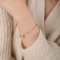 Elegant gold choker necklace with colorful zircon pendants worn on wrist for a layered look - Rainbow Crystal Bracelet(S4117)