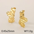 Irregular wave flower earrings in 18K gold plated stainless steel, size 45x25mm - Style B (Wave Folds) / Gold