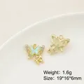 Pendentif papillon doré avec incrustation irisée et strass blancs 19x16mm - Prix à l'unité / Forme de Papillon (11#)
