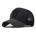 Black vintage washed baseball cap featuring 3D embroidered W letter and breathable mesh back - Adjustable / Black