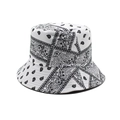 Anglerhut mit Paisleymuster in Schwarz-Weiß Retro Streetwear Stil für Sonnenschutz - M (56-58cm) / Weiß
