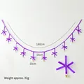 Purple velvet bow garland with golden bells for Christmas tree and party decoration - Purple