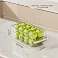 Transparent stackable kitchen organizer bin with U-shaped opening for fridge storage - Medium Thickened / Clear White