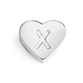 DIY stainless steel heart-shaped pendant bead in silver finish with letter X engraving - Letter X (Silver)