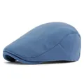 Klassische dunkelblaue Schiebermütze aus Wolle mit strukturierter Form und Nähten - Verstellbar (55-59cm) / Himmelblau