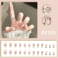 Uñas postizas de gato amarillo graffiti lindas con diseño largo y puntiagudo - Estilo A3103 (Con Pegamento)