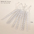 Set di 8 ghiaccioli natalizi in acrilico trasparente con glitter argento, lunghezza 13 cm - Forma di Cono di Ghiaccio