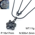 Collier de projection patte de chat noir avec chaîne serpent en acier inoxydable - Noir (KN295249-Z)