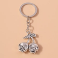 Creative Halloween cherry skull keychain in retro silver finish for bags and accessories - Skull Cherry / Antique Silver