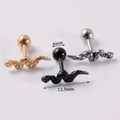 Set of three snake stud earrings in gold, black, and silver finishes made of steel - Snake