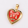 Colgante de corazón dorado de acero con esmalte rojo y motivo del signo de Libra - Relicario Rojo Signo Libra (Estilo 1)