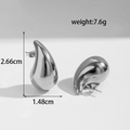 Silver teardrop stud earrings in hammered stainless steel with dimensions and weight - ER-1214 Silver Small Smooth Earrings