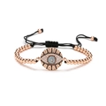 Verstellbares Evil Eye Armband mit Roségold Perlen und Zirkonia besetztem Anhänger - Roségold (CB-0073YH)