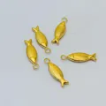 Golden fish pendants with scale textures and hanging rings for jewelry design - Oil-pressed Small Fish