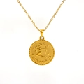 18K gold plated round Sagittarius zodiac pendant necklace with a fine cross chain - Sagittarius