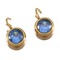 Goldene Ohrringe mit facettiertem rundem blauem Zirkonia-Kristall Inlay-Design - 10er Pack / Goldbasis-Marineblau