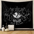 Black and white mystical cat coven wall tapestry for gothic aesthetic room decoration - GT156-2 Cat Coven