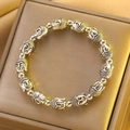 Retro silver metal buddha head beaded bracelet with antique finish on jewelry box - Retro Silver Buddha Spacer Bracelet (X752)