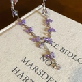 Elegante paarse kristallen vlinderketting op vintage boek, stijlvolle choker voor dames - Zilver-Paars