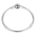 Klassieke zilveren slangenarmband met Love-gravure op een cilindrische sluiting - Zilver (LOVE Sluiting)