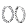 Classic S925 sterling silver hoop earrings with radiant square-cut 8A cubic zirconia stones - Lze14-p
