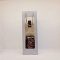 Elegant grey paper gift bag for wine with a clear display window and sturdy rope handle - Silver
