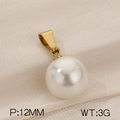 Classic 12mm white pearl pendant with golden stainless steel bail for DIY jewelry - Gold Style (KP120445-Z)