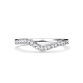 Funkelnder V-förmiger S925 Silber Wellenring mit Zirkon-Inlay für elegantes Stapeln - US 5 / Welle Reihen Diamant-Stil (CBJZ007)