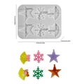 Star snowflake and bell resin mold with colorful finished ornaments and measurements - NO.1 Christmas Snowflake Star Bell