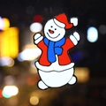 Cartoon Christmas snowman window sticker in red and blue colors for holiday decoration - Snowman