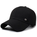 Cappellino da baseball in cotone nero con un emblema in metallo tondo sul lato - Regolabile / Nero